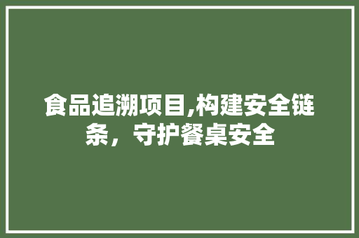 食品追溯项目,构建安全链条，守护餐桌安全