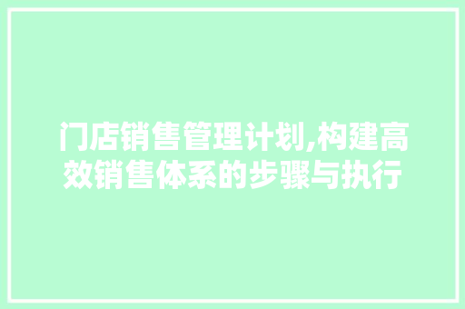 门店销售管理计划,构建高效销售体系的步骤与执行