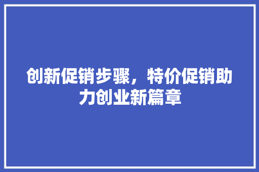 创新促销步骤，特价促销助力创业新篇章