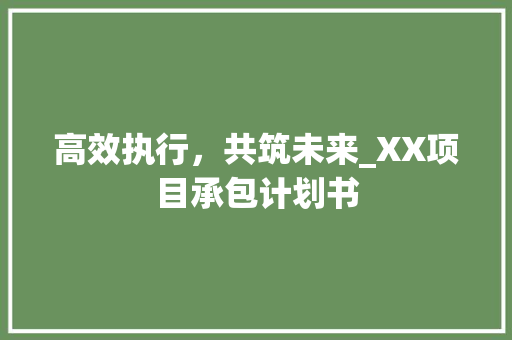 高效执行，共筑未来_XX项目承包计划书