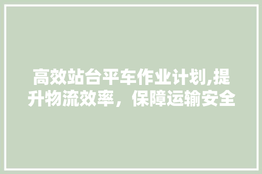 高效站台平车作业计划,提升物流效率，保障运输安全 生活随笔