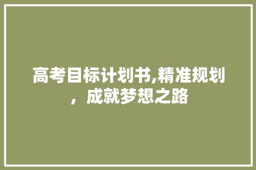 高考目标计划书,精准规划，成就梦想之路
