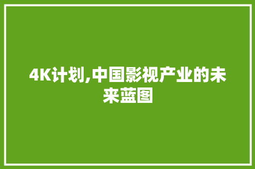 4K计划,中国影视产业的未来蓝图 商业文稿