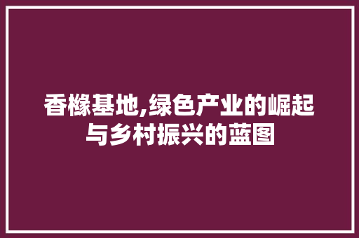 香橼基地,绿色产业的崛起与乡村振兴的蓝图