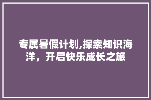 专属暑假计划,探索知识海洋，开启快乐成长之旅 特写稿