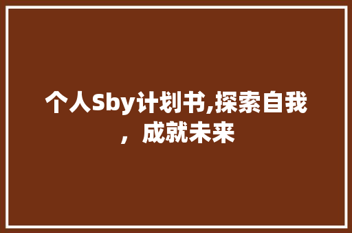 个人Sby计划书,探索自我，成就未来