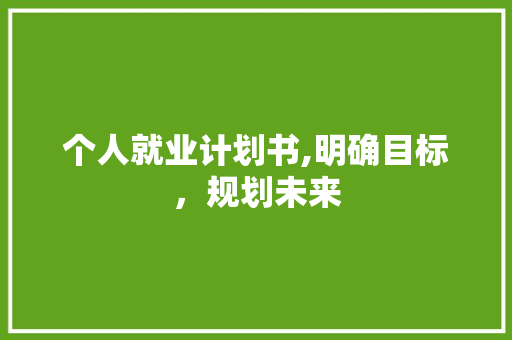 个人就业计划书,明确目标，规划未来