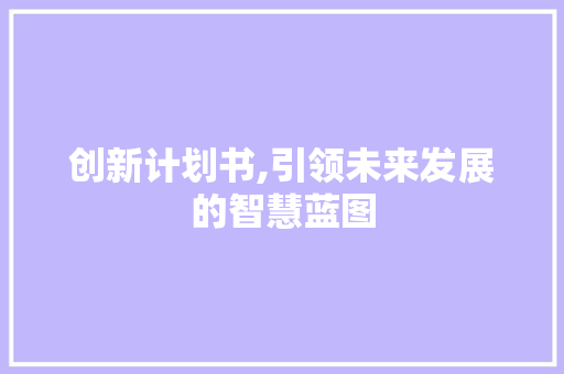创新计划书,引领未来发展的智慧蓝图