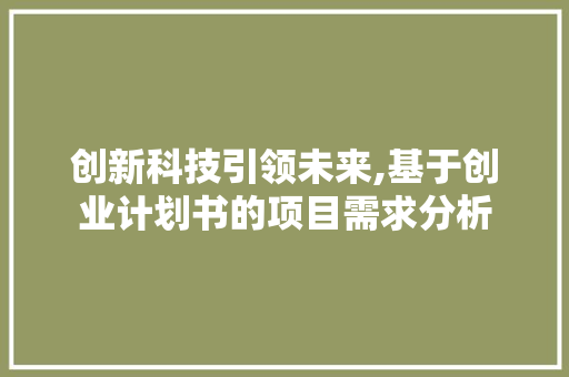 创新科技引领未来,基于创业计划书的项目需求分析