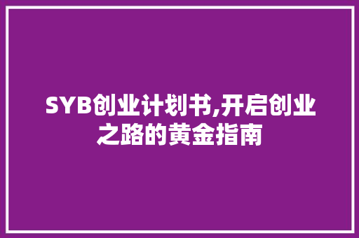 SYB创业计划书,开启创业之路的黄金指南 采访稿