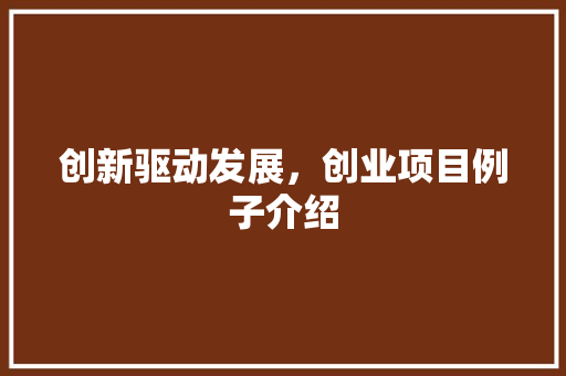 创新驱动发展，创业项目例子介绍