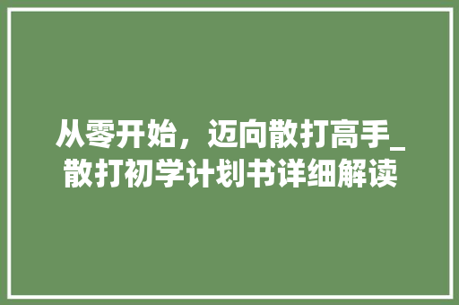 从零开始，迈向散打高手_散打初学计划书详细解读