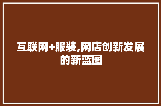 互联网+服装,网店创新发展的新蓝图