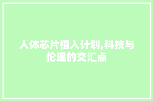 人体芯片植入计划,科技与伦理的交汇点
