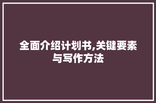 全面介绍计划书,关键要素与写作方法