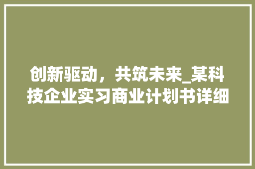 创新驱动，共筑未来_某科技企业实习商业计划书详细介绍