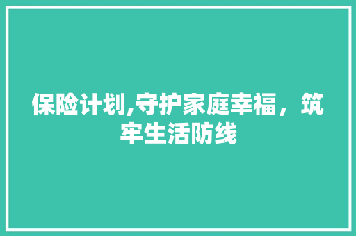 保险计划,守护家庭幸福，筑牢生活防线