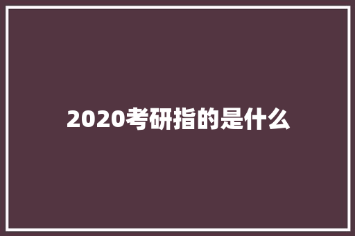 2020考研指的是什么