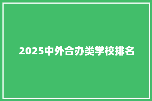 2025中外合办类学校排名