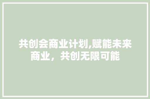 共创会商业计划,赋能未来商业，共创无限可能