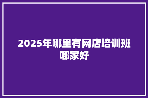 2025年哪里有网店培训班哪家好