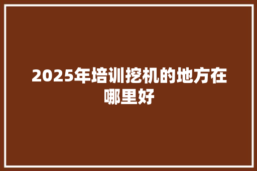 2025年培训挖机的地方在哪里好