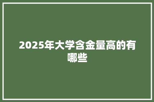 2025年大学含金量高的有哪些