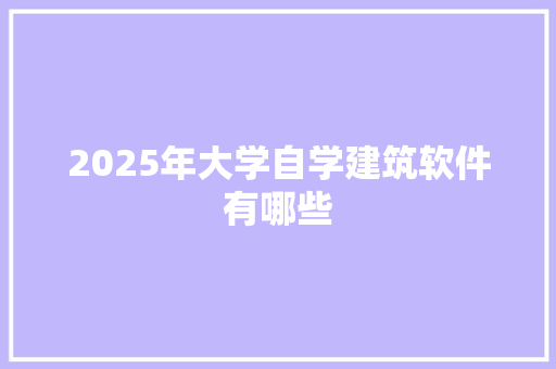 2025年大学自学建筑软件有哪些