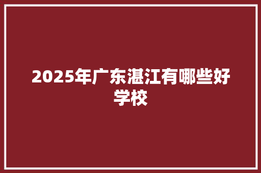 2025年广东湛江有哪些好学校 工作报告