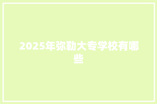 2025年弥勒大专学校有哪些 工作总结