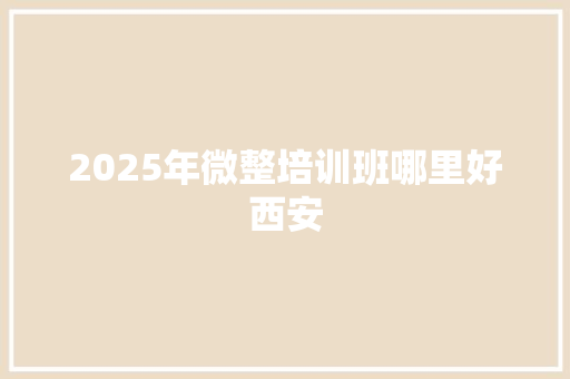 2025年微整培训班哪里好西安 生活类