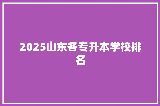 2025山东各专升本学校排名 采访稿