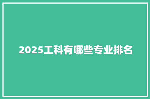 2025工科有哪些专业排名 工作报告
