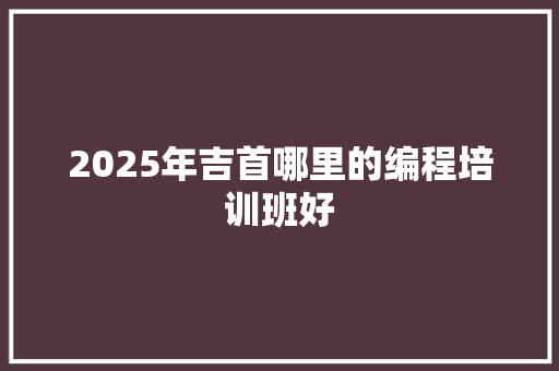 2025年吉首哪里的编程培训班好 工作总结