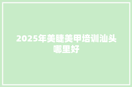 2025年美睫美甲培训汕头哪里好