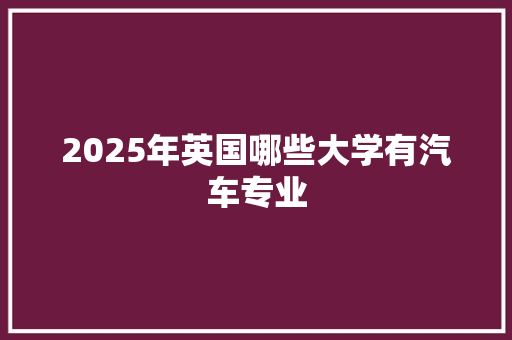 2025年英国哪些大学有汽车专业 工作总结
