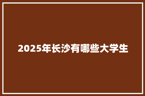 2025年长沙有哪些大学生 工作报告