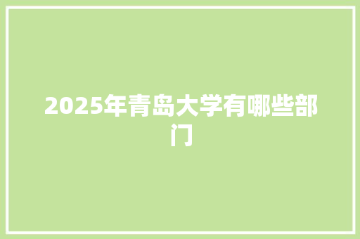 2025年青岛大学有哪些部门 工作类