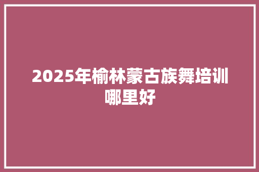 2025年榆林蒙古族舞培训哪里好
