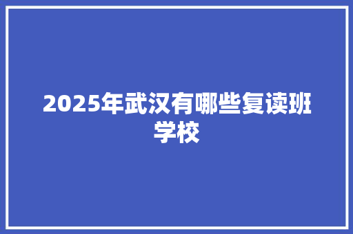 2025年武汉有哪些复读班学校