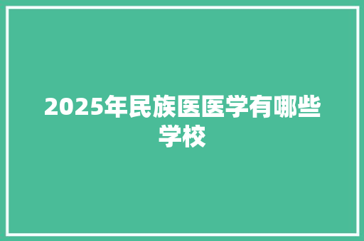 2025年民族医医学有哪些学校