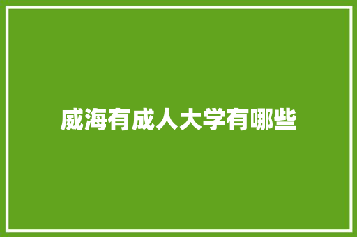 威海有成人大学有哪些