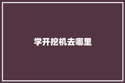 学开挖机去哪里