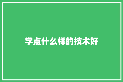 学点什么样的技术好