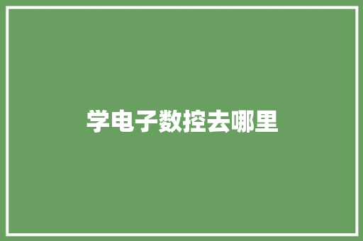 学电子数控去哪里