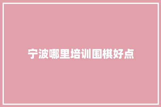 宁波哪里培训围棋好点 工作报告