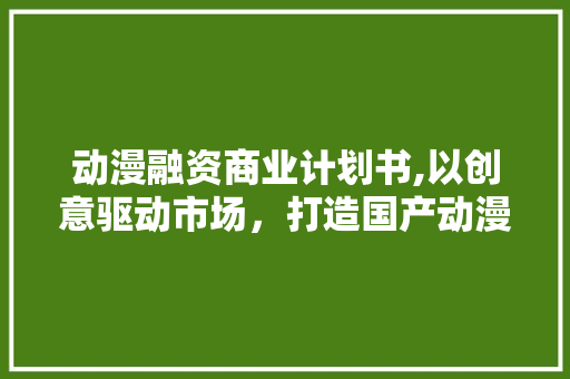 动漫融资商业计划书,以创意驱动市场，打造国产动漫新篇章