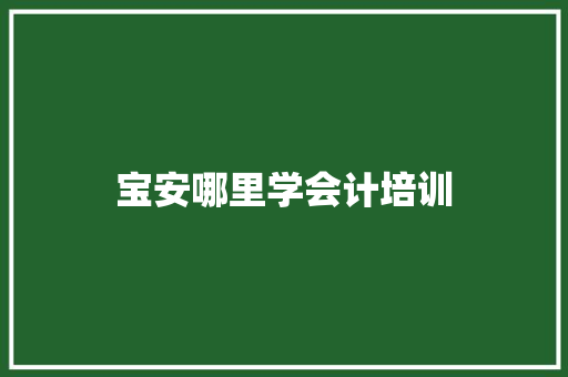 宝安哪里学会计培训