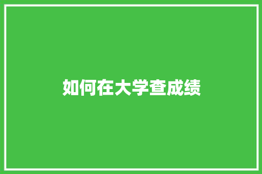 如何在大学查成绩