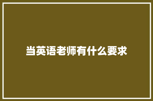 当英语老师有什么要求